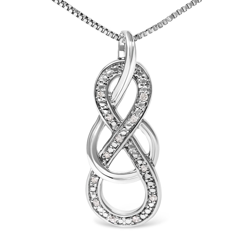 925 Sterling Silver Diamond Accent Interlocking Infinity Pendant Necklace (H-I Color, I2-I3 Clarity) - 18" Inches