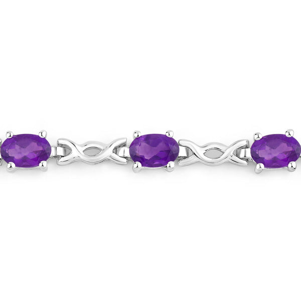 1.90 Carat Genuine Amethyst .925 Sterling Silver Bracelet