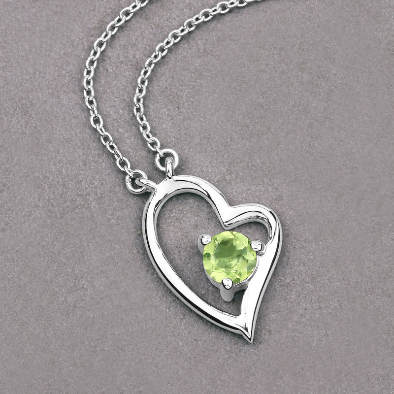 0.51 Carat Genuine Peridot .925 Sterling Silver Necklace