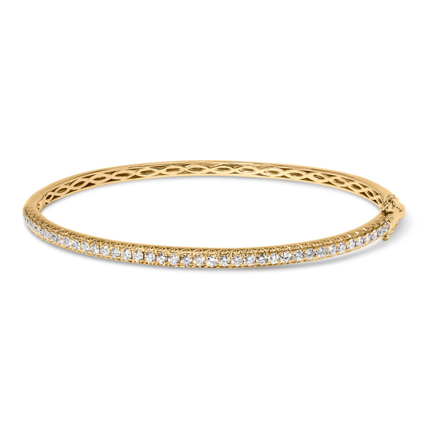 14K Rose Gold 1.00 Cttw Half Eternity Diamond Bangle Bracelet (G-H Color, SI2-I1 Clarity) - 7" Inches