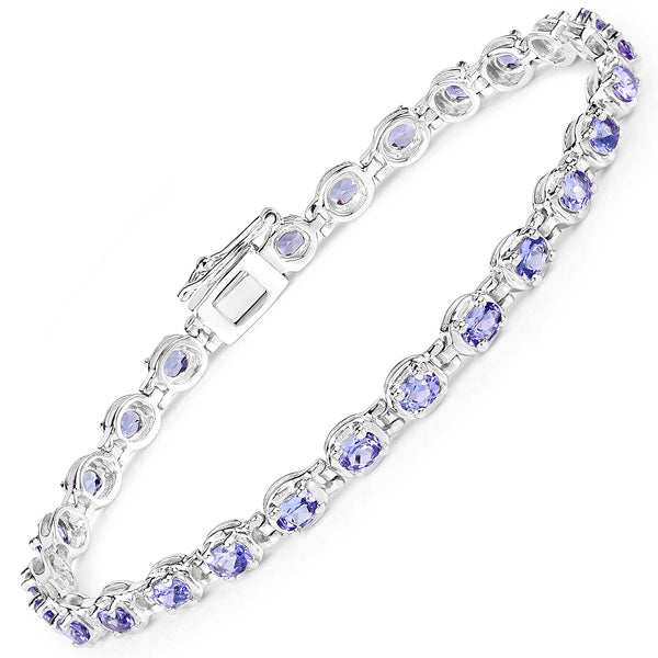 4.59 Carat Genuine Tanzanite .925 Sterling Silver Bracelet