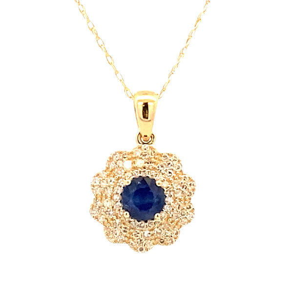 Sapphire Diamond Fashion Pendants 14KT Yellow Gold