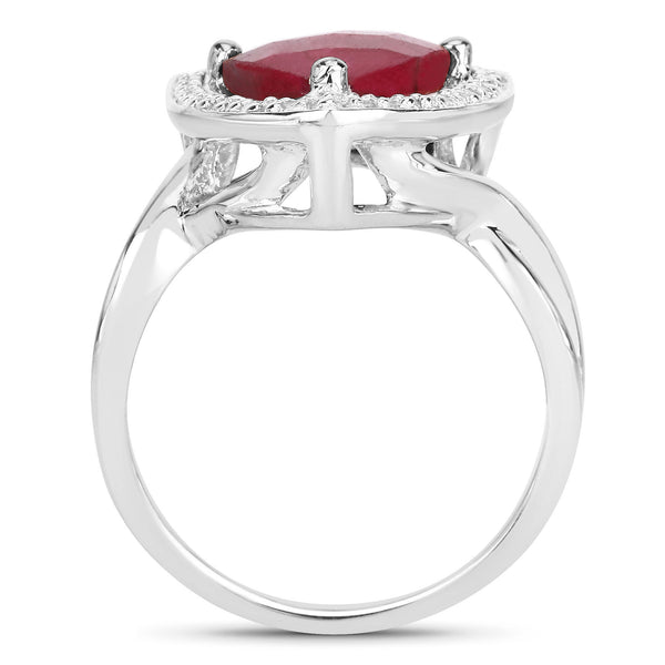 3.25 Carat Dyed Ruby and White Topaz .925 Sterling Silver Ring