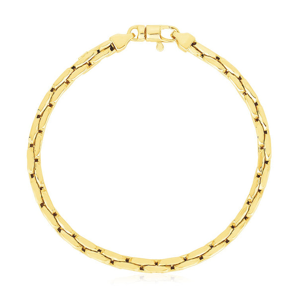 14k Yellow Gold High Polish Compressed Cable Link Bracelet