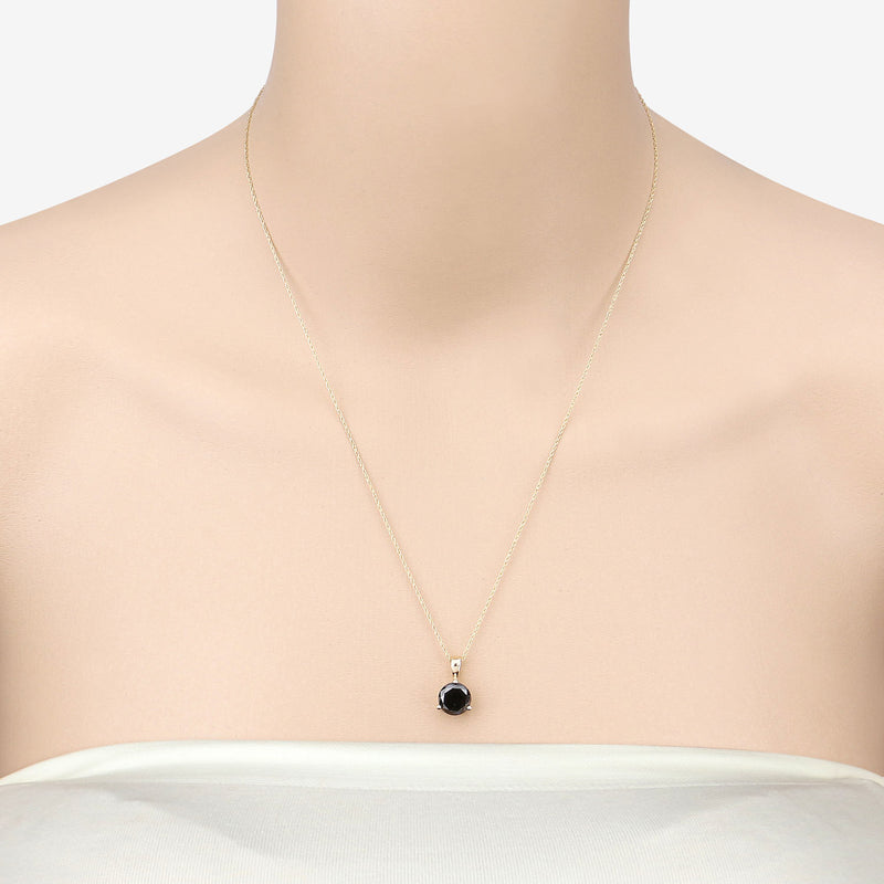 2.45 Carat Genuine Black Diamond 14K Yellow Gold Pendant