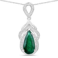 IGI Certified 4.14 Carat Genuine Zambian Emerald and White Diamond 14K White Gold Pendant