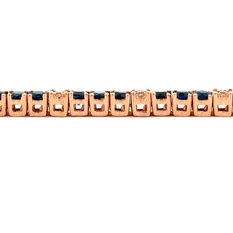 4.93ct Sapphire Diamond Tennis Bracelet 14KT Rose Gold