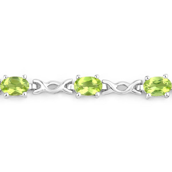 2.05 Carat Genuine Peridot .925 Sterling Silver Bracelet