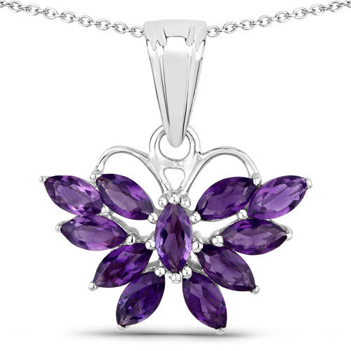 1.65 Carat Genuine Amethyst .925 Sterling Silver Pendant