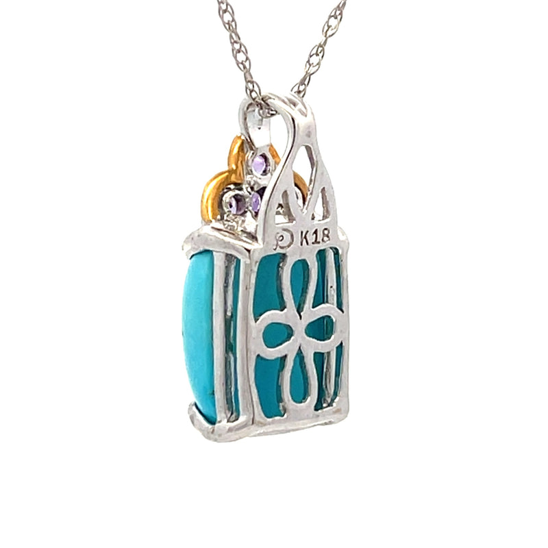 Turquoise Amethyst Fashion Pendants 14KT 2 Tone Gold