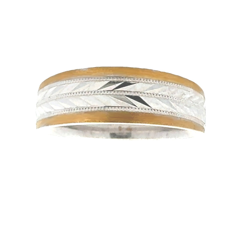 Mens Ring Wedding Band Sterling Silver 14KT Gold