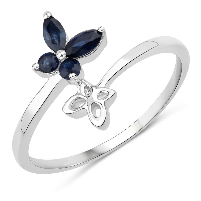 0.26 Carat Genuine Blue Sapphire .925 Sterling Silver Ring