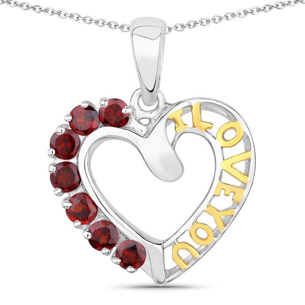 0.84 Carat Genuine Garnet .925 Sterling Silver Pendant