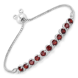 3.30 Carat Genuine Garnet .925 Sterling Silver Bracelet