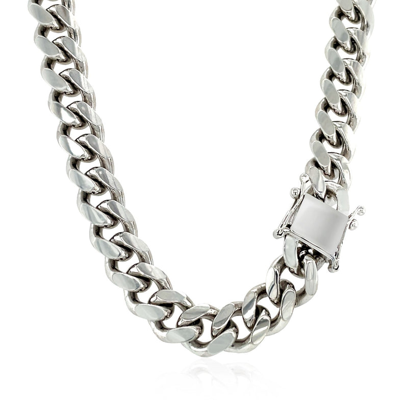 Sterling Silver Rhodium Plated Miami Cuban Chain 8.4mm