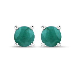 0.46 Carat Genuine Emerald .925 Sterling Silver Earrings