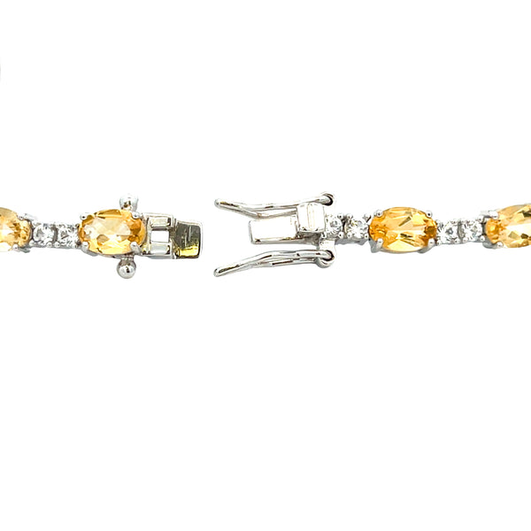 Natural Citrine Tennis Bracelet Sterling Silver