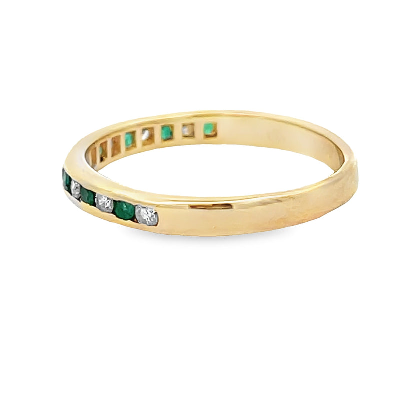 Emerald Diamond Fashion band rings 14KT Yellow Gold