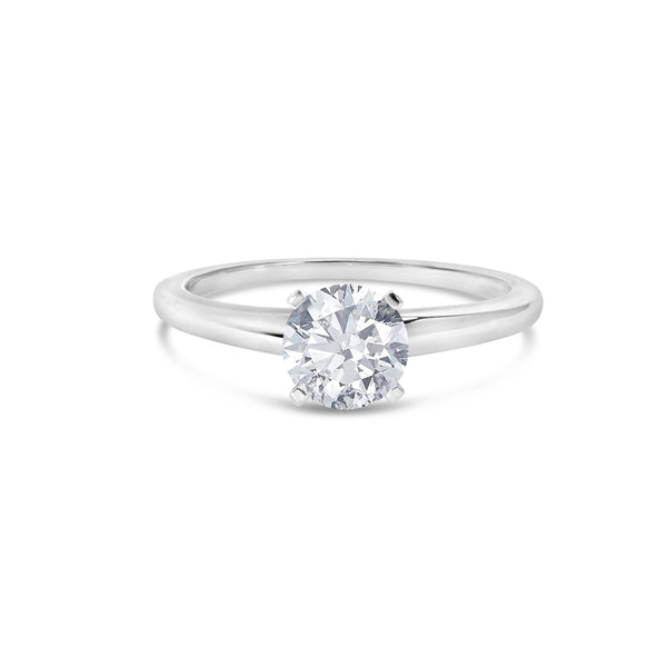 14K White Gold 1.0 Cttw Round Lab Grown Diamond 4 Prong Solitaire Engagement Ring (F-G Color, VS2-SI1 Clarity) - Ring Size 7