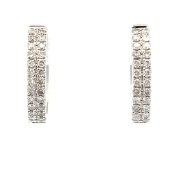 Natural .50ct Diamond Hoop Earrings 14KT White Gold