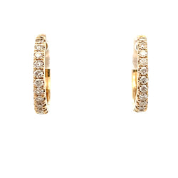 Natural .30ct Diamond Hoop Earrings 14KT Yellow Gold