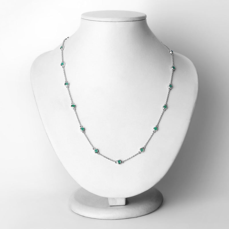 1.80 Carat Genuine Emerald .925 Sterling Silver Necklace