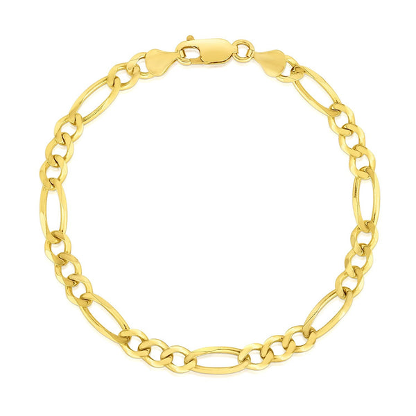 10k Yellow Gold Solid Figaro Bracelet (4.50 mm)