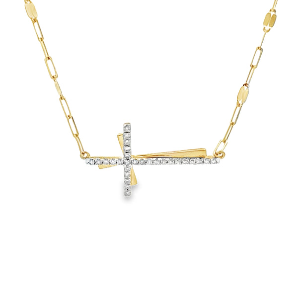 .15ct Diamond Cross Religious Pendant 10KT Yellow Gold