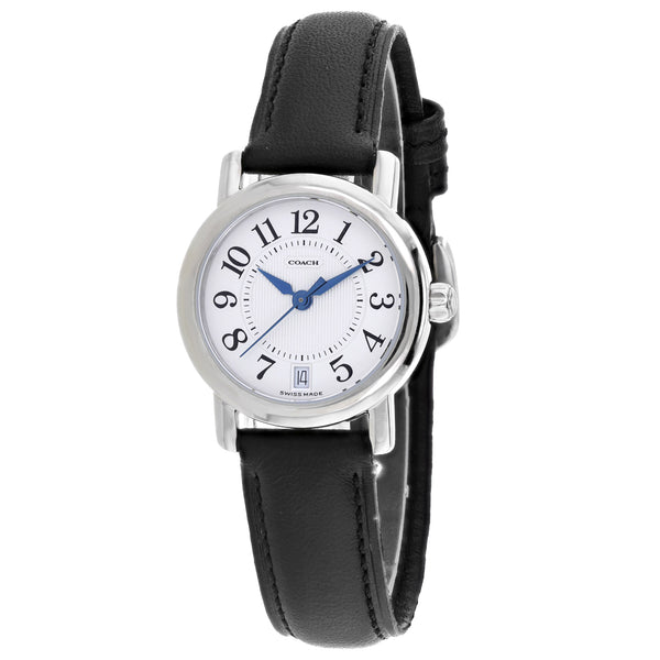 Coach Women's Black Leather Silver Quartz