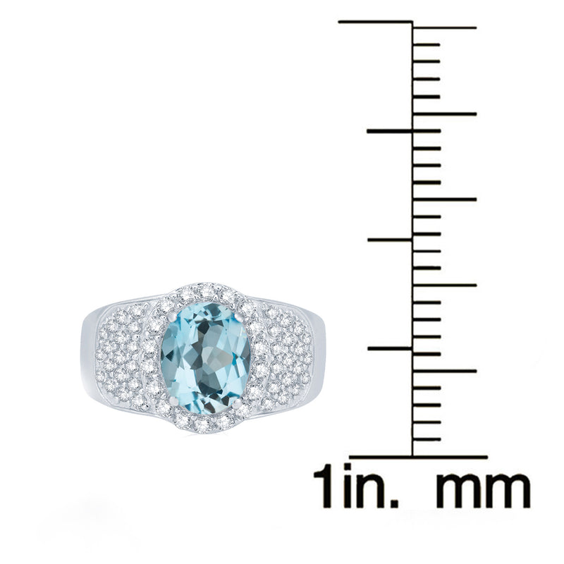 V3 Jewelry Sky Blue Topaz & White Topaz Halo Ring