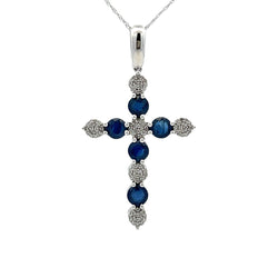 Sapphire Diamond Fashion Pendants 14KT White Gold