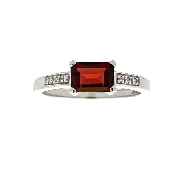 Genuine 1.20ct Garnet Diamond Ring 10KT White Gold