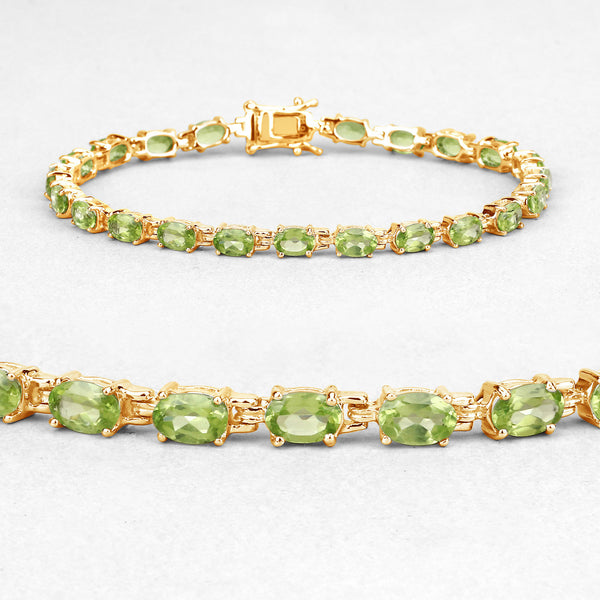 8.61 Carat Genuine Peridot .925 Sterling Silver Bracelet