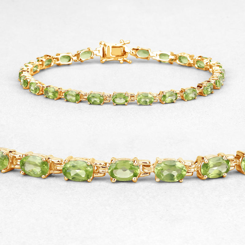 8.61 Carat Genuine Peridot .925 Sterling Silver Bracelet