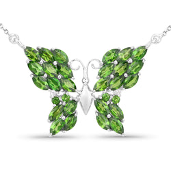 4.88 Carat Genuine Chrome Diopside and White Topaz .925 Sterling Silver Pendant