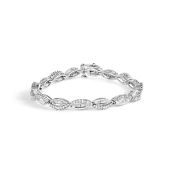 14K White Gold 2.00 Cttw Diamond Swirl and Pear Shape Link Bracelet (I-J Color, I2-I3 Clarity) - 7"