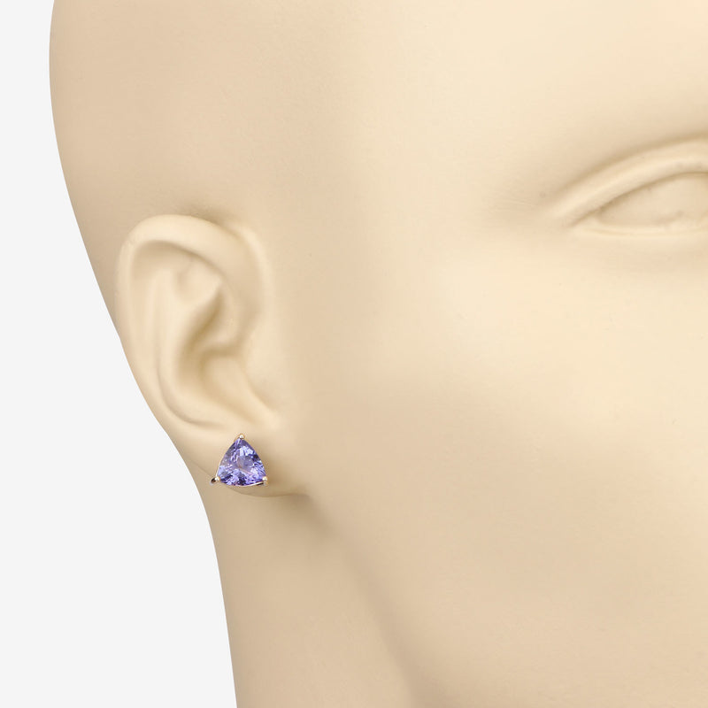 3.48 Carat Genuine Tanzanite 14K Yellow Gold Earrings