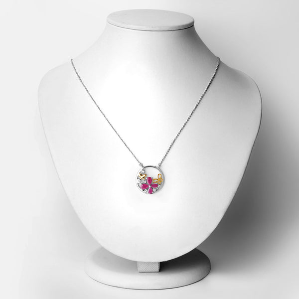 1.47 Carat Genuine Ruby and White Topaz .925 Sterling Silver Pendant