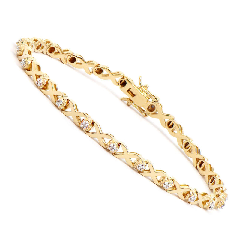 0.2 ctw Diamonds 18K Gold Plated Designer Bracelet