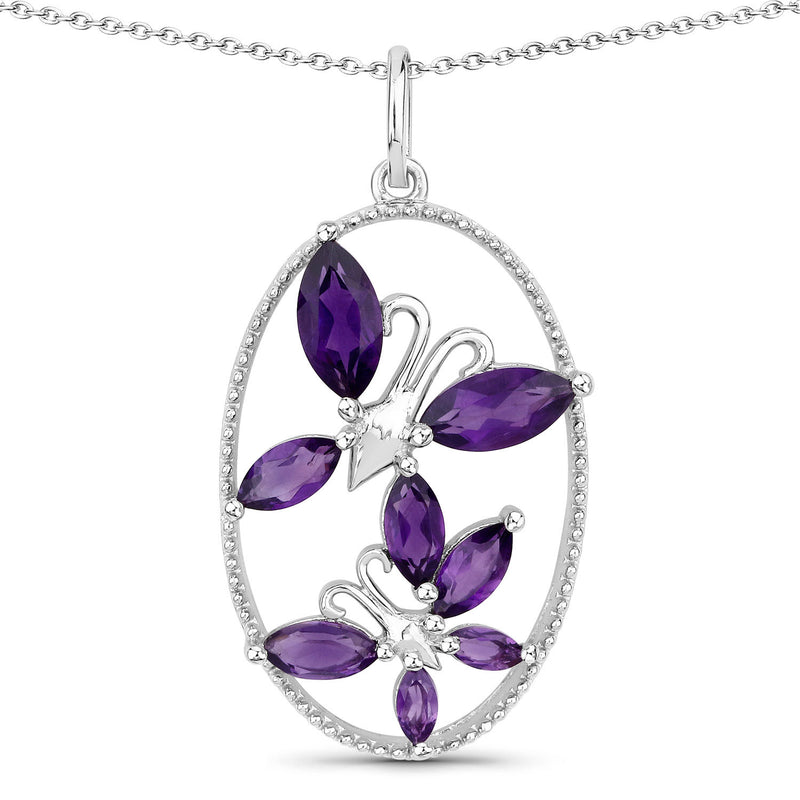 2.12 Carat Genuine Amethyst .925 Sterling Silver Pendant