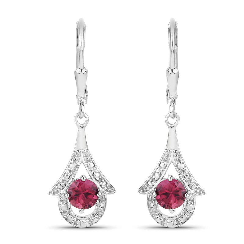 1.20 Carat Genuine Pink Tourmaline .925 Sterling Silver Earrings