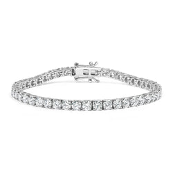 10K White Gold 10.00 Cttw Prong Set Lab Grown Round Diamond Classic Tennis Bracelet (F-G Color, VS2-SI1 Clarity) - 7.25"