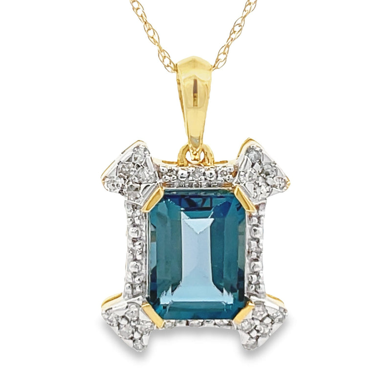 London Blue Topaz Fashion Pendants 10KT Yellow Gold