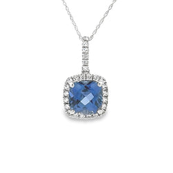 Created Sapphire Fashion Pendants 10KT White Gold