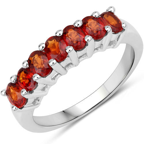 1.40 Carat Genuine Orange Sapphire .925 Sterling Silver Ring