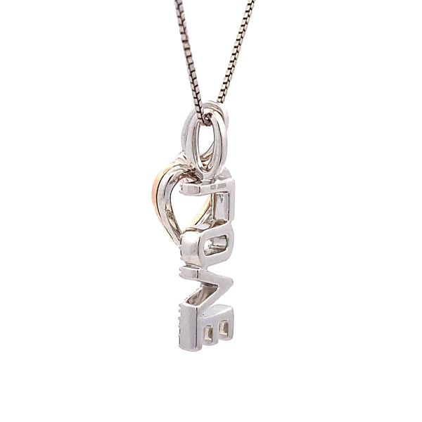 Diamond Heart Love Pendant Sterling Silver 10KT Gold