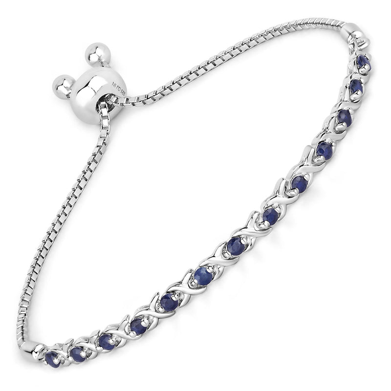 0.88 Carat Genuine Blue Sapphire .925 Sterling Silver Bracelet