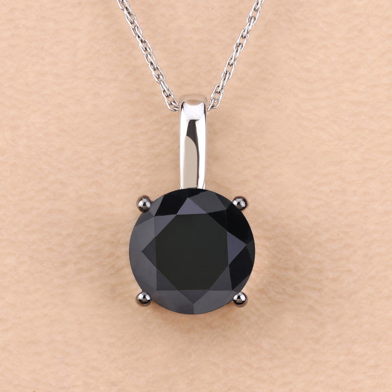 3.12 Carat Genuine Black Diamond 14K White Gold Pendant