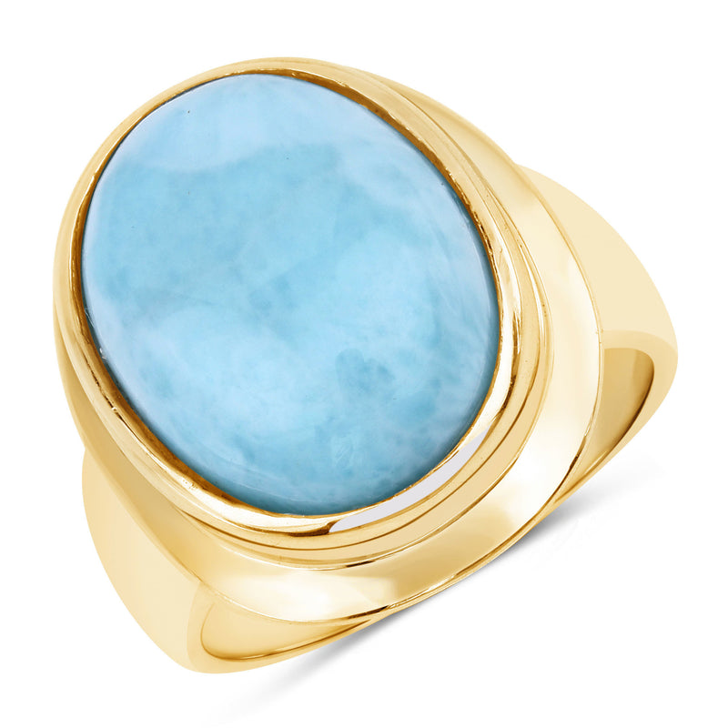 9.10 Carat Genuine Larimar .925 Sterling Silver Ring