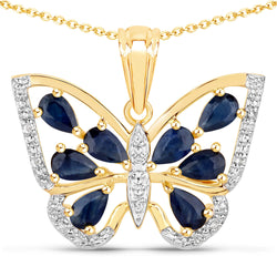 1.67 Carat Genuine Blue Sapphire and White Zircon .925 Sterling Silver Pendant